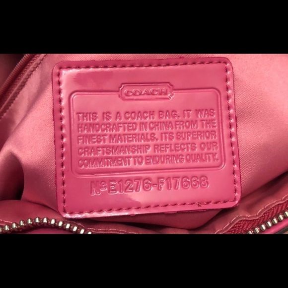 Coach Raspberry Quilted Logo Small Nylon Tote - Picture 7 of 8